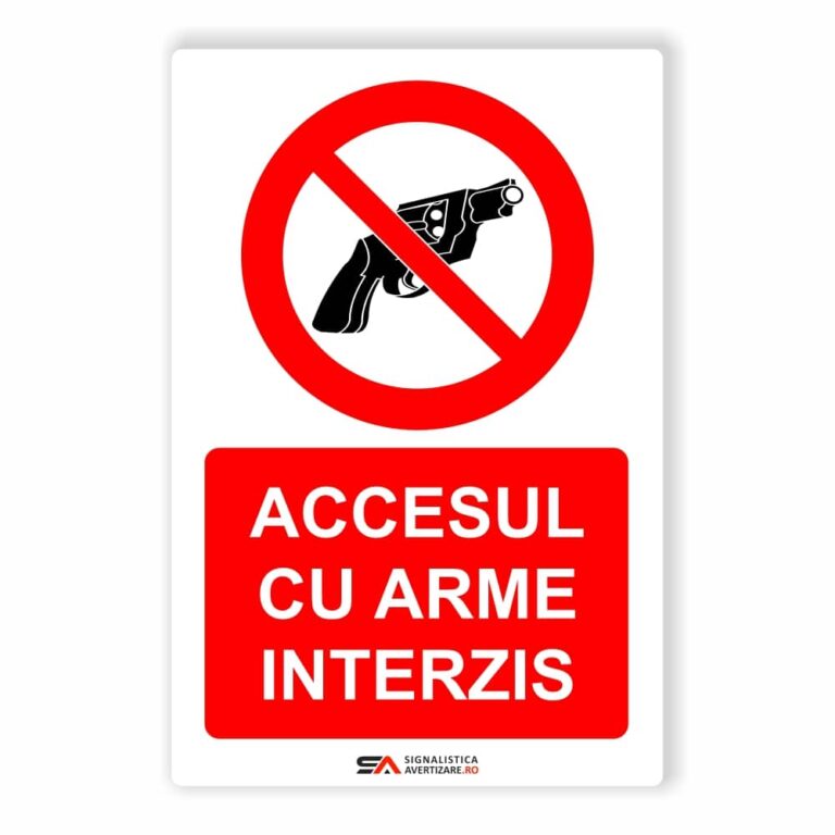 Accesul cu arme interzis – Panou Indicator de Interzicere