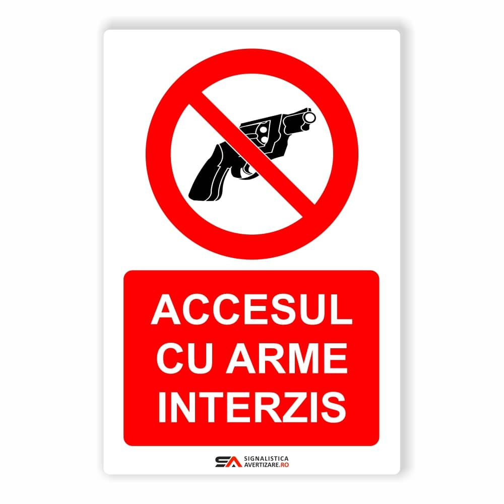 Accesul cu arme interzis – Panou Indicator de Interzicere